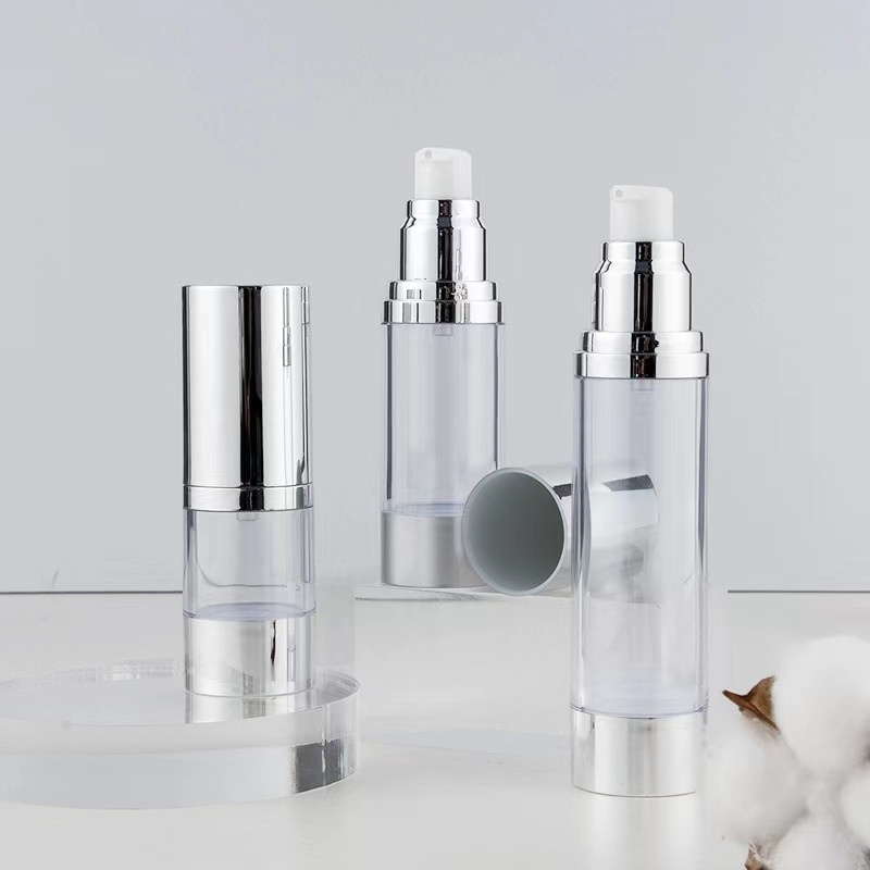 Luxury Skincare Bottles - Pompa botol vakum perak terang/Matte, pompa
