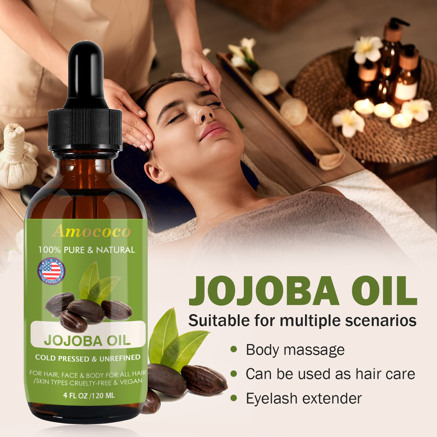 Amococo 2pcs Minyak Jojoba dan - Cold Pressed Rose Hip ulasan dan harga